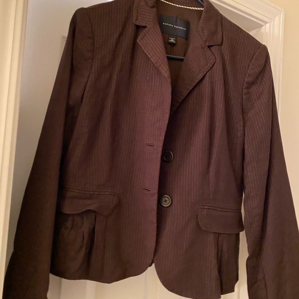 Pinstriped blazer and skirt